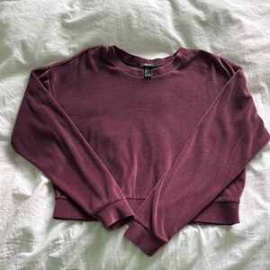 Forever 21 Burgundy Cropped Velour Sweatshirt